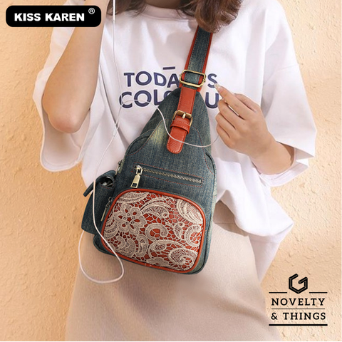 Denim Single Strap Backpack