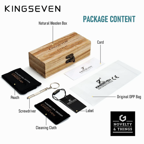 KINGSEVEN Striped Wooden Sunglasses