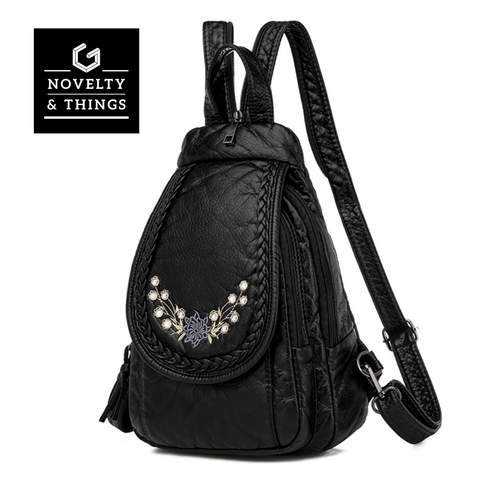 Embroidered Leather Backpacks