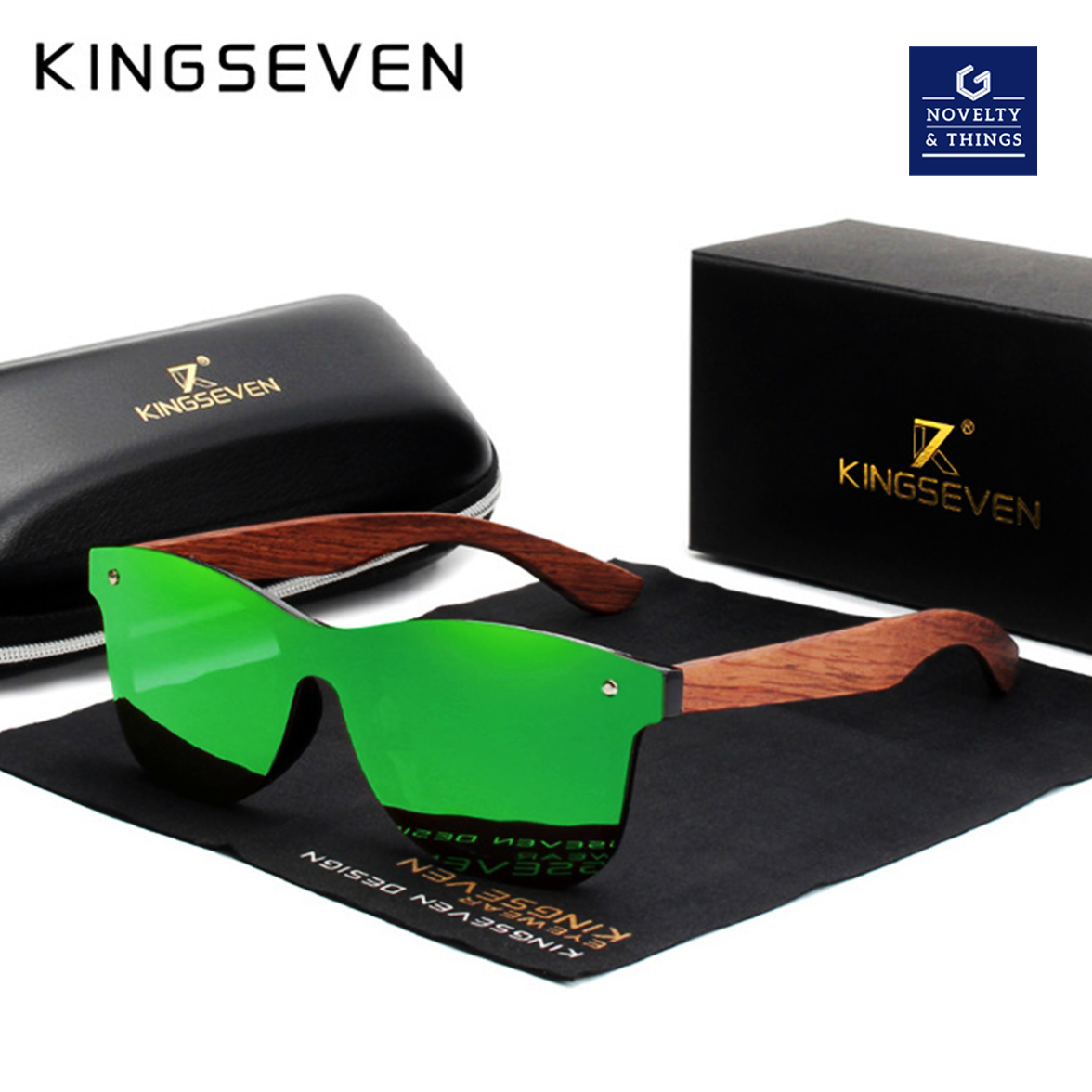 KINGSEVEN Natural Wooden Sunglasses | Novelty & Things display picture 1