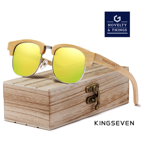KINGSEVEN Retro Wooden Sunglasses