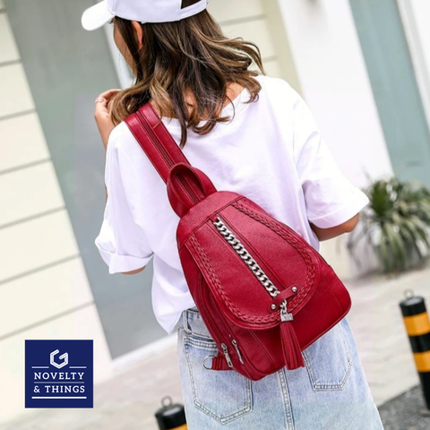 Braided Leather Backpack