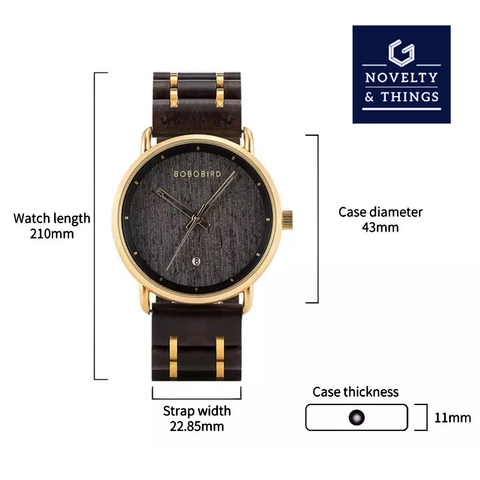 Wooden Date Display Watch