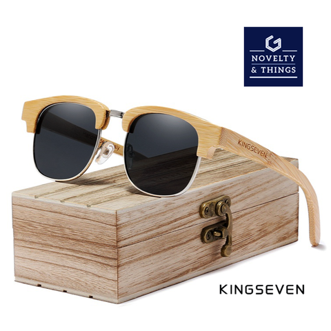 KINGSEVEN Retro Wooden Sunglasses