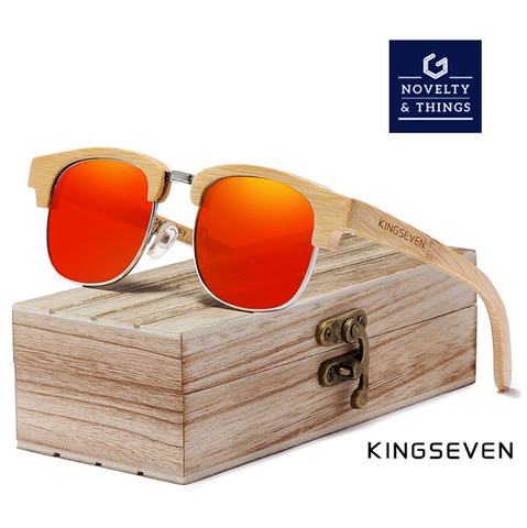 KINGSEVEN Retro Wooden Sunglasses